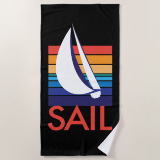 Serviette De Plage SAIL Boat_rainbow sunset_blacklight style