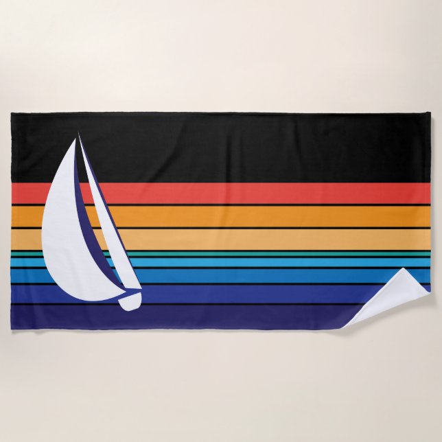 Serviette De Plage Sailboat_rainbow sunset_horizontal teintes (Devant)