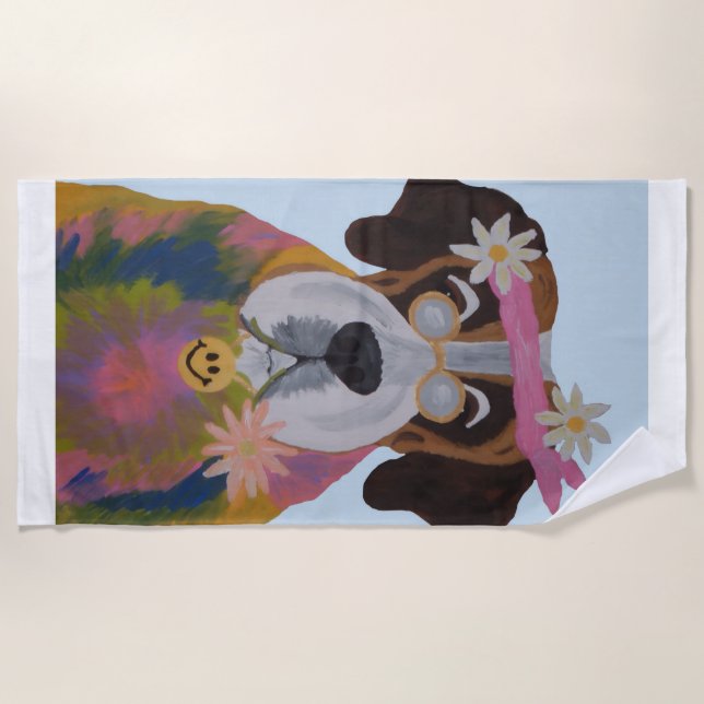 Serviette De Plage Saint-Bernard Hippie (Devant)