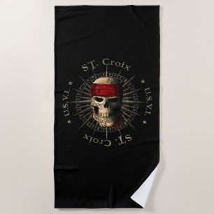 Serviette De Plage Saint Croix USVI Pirate Skull