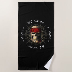 Serviette De Plage Saint Croix USVI Pirate Skull