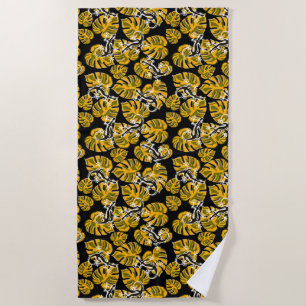 Serviette De Plage Salamandre Et Motif De Feuille Jaune