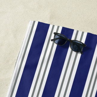 Serviette De Plage Salle de bain côtière bleu blanc gris plage