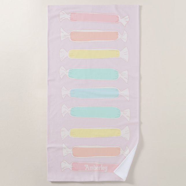 Serviette De Plage Saltwater Taffy Candy Pastel Couleurs Personnalisé (Devant)
