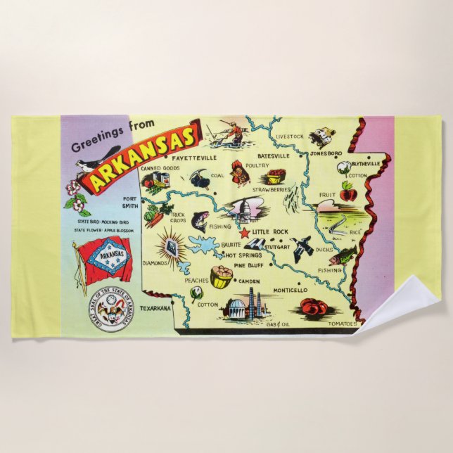 Serviette De Plage Salutations de l'Arkansas (Devant)