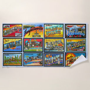 Serviette De Plage Salutations Rétro De USA States Beach Towel