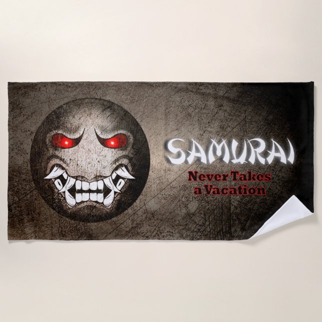 Serviette De Plage Samouraïmoji Vintage (Devant)