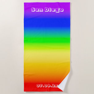 Serviette De Plage San Diego Pride LGBT Rainbow Flag Ombre Stripes