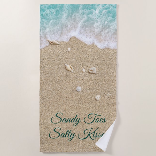 Serviette De Plage Sandy Toes Salty Kisses Turquoise Beach Waves (Devant)