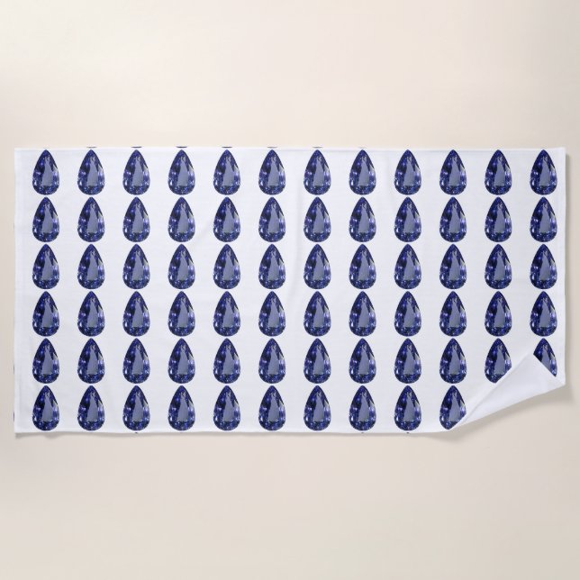 Serviette De Plage Sapphire bleu en forme de poire (Devant)