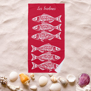 Serviette De Plage Sardines-Cherry Red Hawaiian