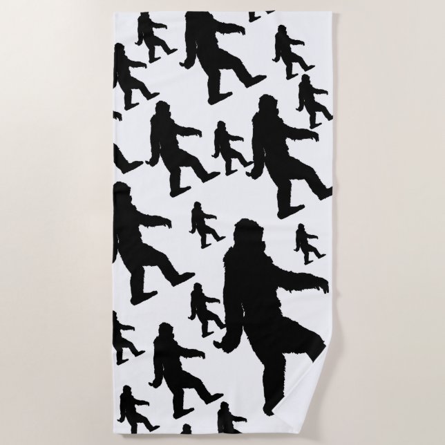 Serviette De Plage Sasquatat Bigfoot Silhouette Squatchine (Devant)