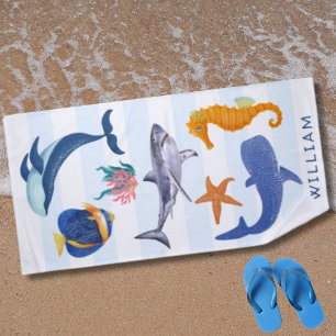 Serviette De Plage Sauvez nos mers Animaux marins en voie de dispar