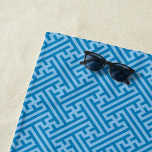 Serviette De Plage Sayagata motif, japonais, bleu et bleu bébé