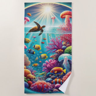 Serviette De Plage Scène Vibrante de la barrière de corail