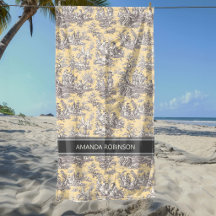 Scène vintage noire et jaune de Toile de Jouy fran