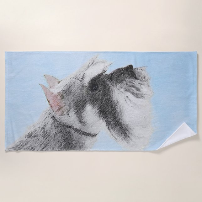 Serviette De Plage Schnauzer (Giant, Standard) Peinture - Chien Art (Devant)
