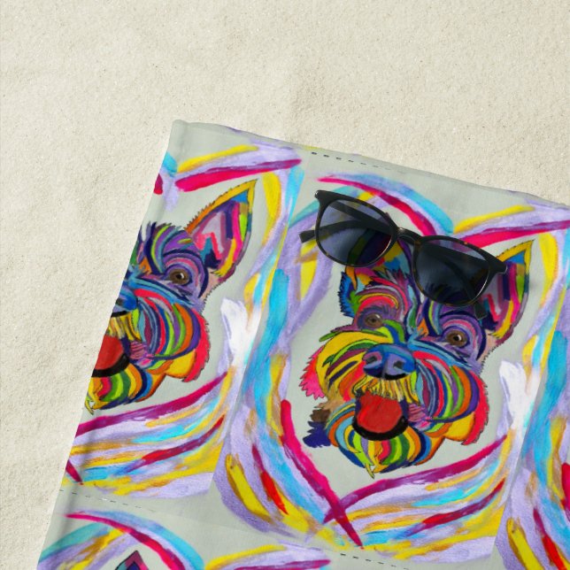 Serviette de plage Schnauzer Love (En situation)