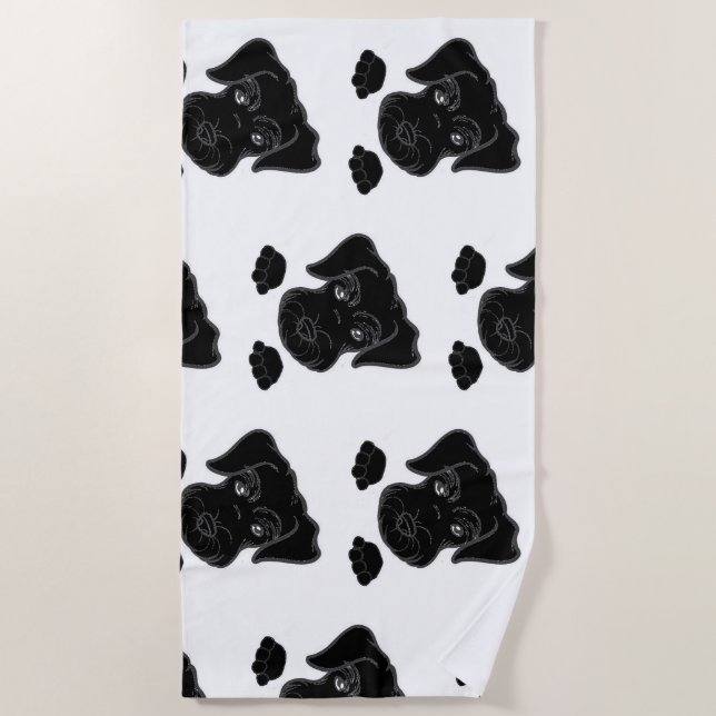 Serviette De Plage schnauzer nain noir qui regarde (Devant)