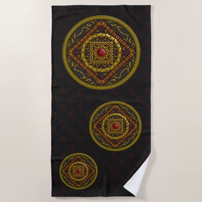 Serviette de plage Scorpio Mandala (Devant)