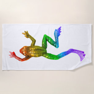 Serviette De Plage Sculpture de grenouille arc-en-ciel de SlipperyJoe