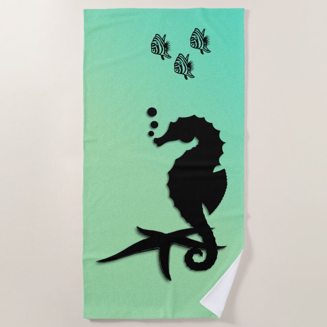 Serviette De Plage Sea Horse Green (Devant)