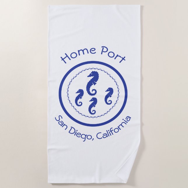 Serviette de plage - Sea Horses Home Port (Devant)