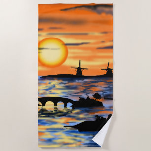 Serviette De Plage Sea Sunset Beach Towne Moulin à vin de la partie n