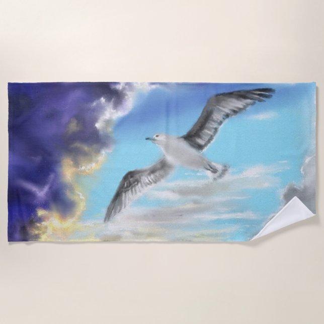 Serviette de plage Seagull Flying (Devant)