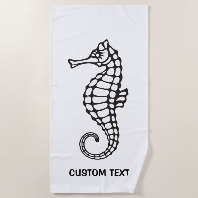 Serviette De Plage Seahorse Black (Devant)