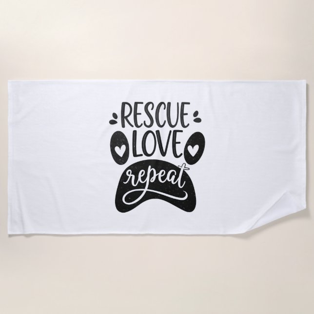 Serviette De Plage Secourir l'amour Répéter le chien Paw Tee (Devant)