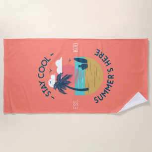 Serviette De Plage Séjournez Cool Summer's Here Beach Sunset