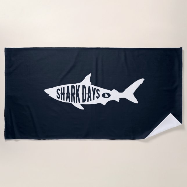 Serviette De Plage Semaine du requin Amis des requins Typographie Art (Devant)