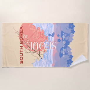 Serviette De Plage Séoul Corée du Sud Travel Art, Pastel