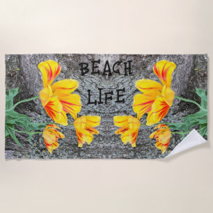 Serviette De Plage Séquence de trois tulipes jaunes /