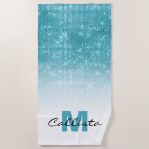 Serviette De Plage Séquin de Parties scintillant bleu d'eau glamour O
