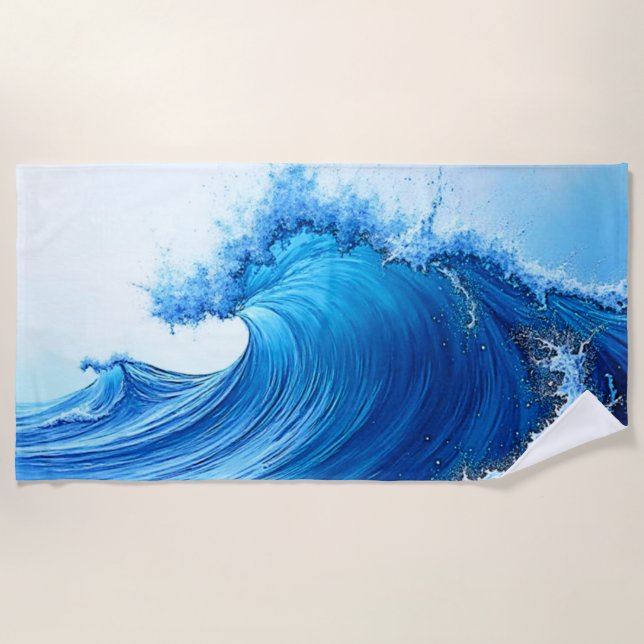 Serviette De Plage Serene Blue Wave Splashes (Devant)