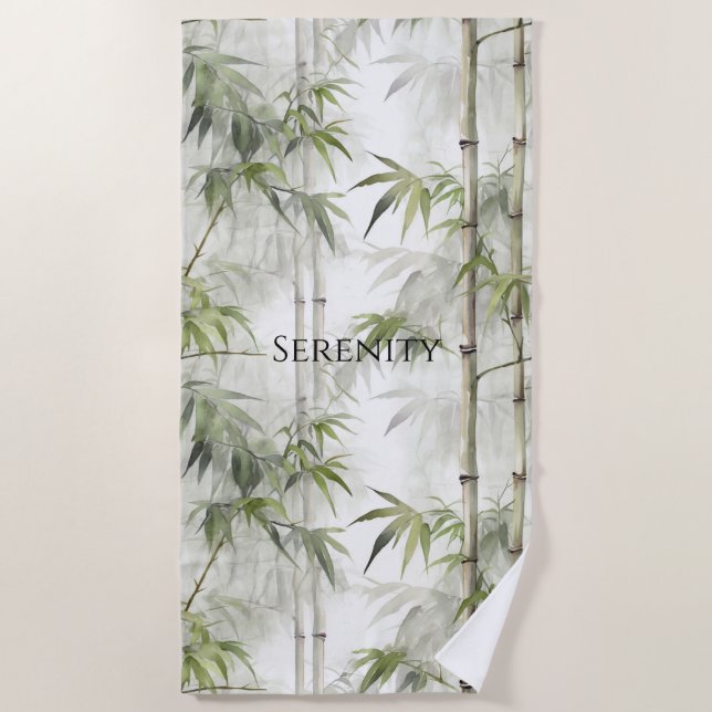 Serviette De Plage Sérénité de bambou vert (Devant)