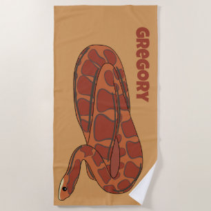 Serviette De Plage Serpent de maïs orange rouge réaliste personnalisé