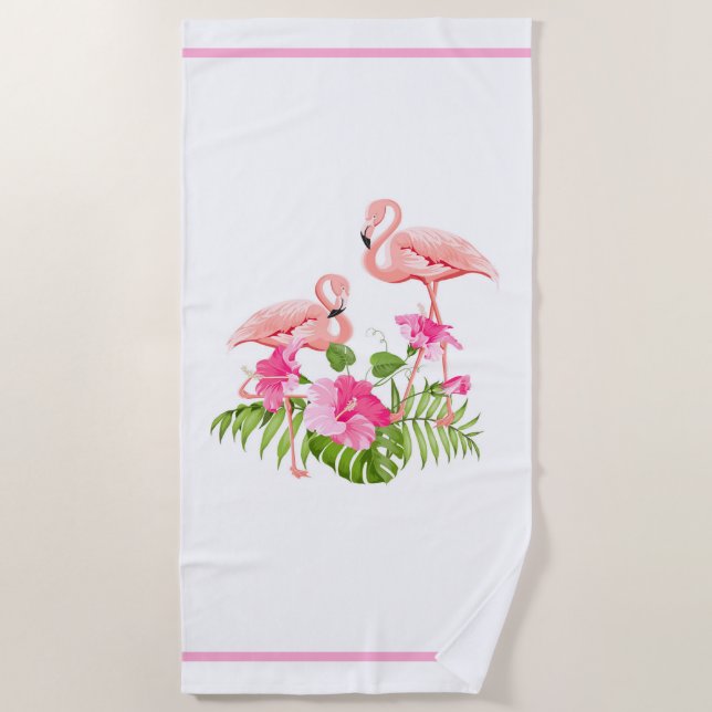 Serviette de plage-Serviette de plage flamant rose (Devant)