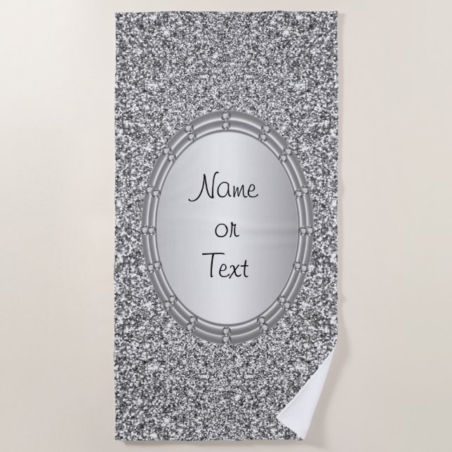 Serviette De Plage Serviette Plage Frame Parties scintillant Argent (Devant)