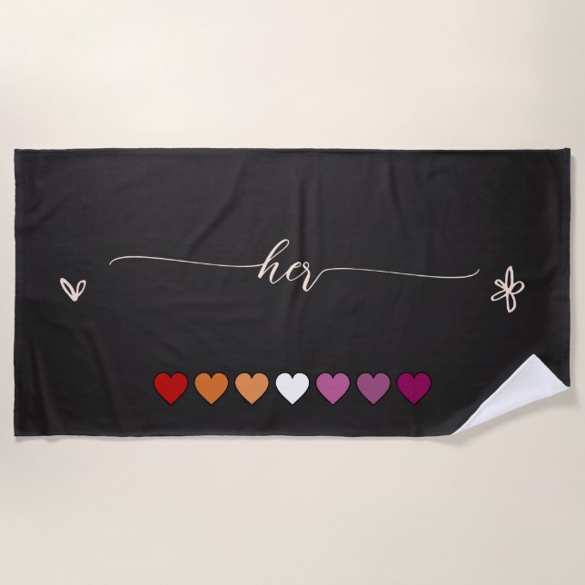 Serviette De Plage Ses cœurs lesbiens (Devant)