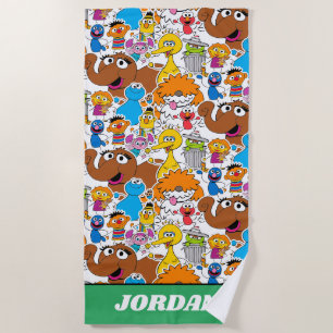 Serviette De Plage Sesame Street Pals Doodley Pattern