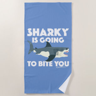Serviette De Plage Sharky Va Vous Biter Design - Beach Towel