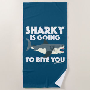 Serviette De Plage Sharky Va Vous Biter Design - Beach Towel