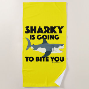 Serviette De Plage Sharky Va Vous Biter Design - Beach Towel