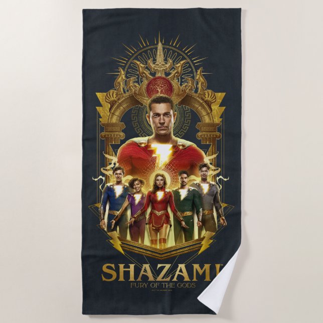 Serviette De Plage SHAZAM ! Furie des dieux | Cadre SHAZAMily (Devant)