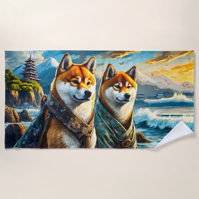 Serviette De Plage Shiba Inu Par La Conception De La Côte Par Rich AM (Devant)