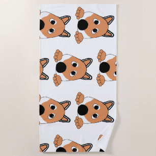 Serviette De Plage shiba inu rouge qui regarde