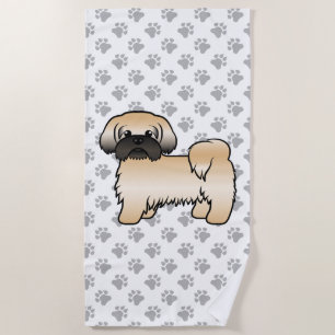 Serviette De Plage Shih Tzu de dessin animé mignon doré avec un masqu